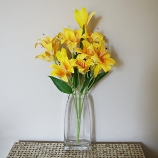 Yellow and store grey artificial flowers